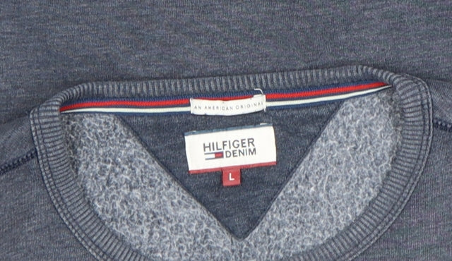 Hilfiger Denim Men's Blue L Crew Neck Sweatshirt Classic Pullover