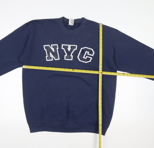 Fruit of the Loom Women Navy Blue NYC Graphic Pullover Sweatshirt L