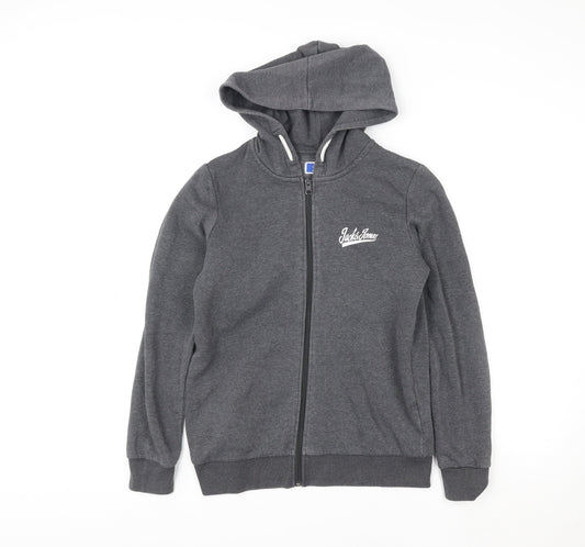 Jack & Jones Men’s Grey Hooded Full Zip Fleece Jacket Size M