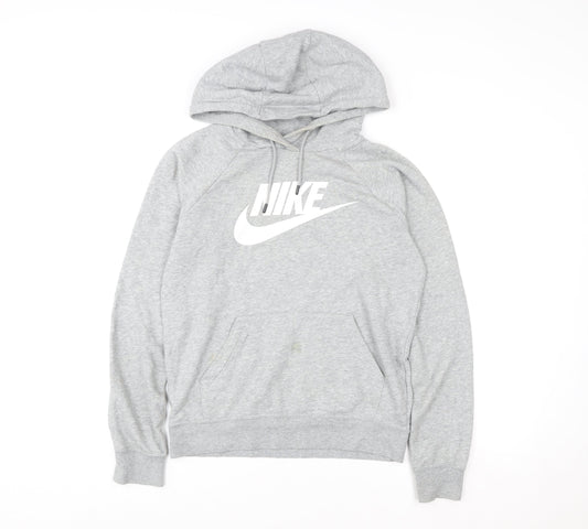 Womens UK XS Regular Nike Grey Pullover Hoodie