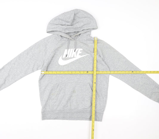 Womens UK XS Regular Nike Grey Pullover Hoodie