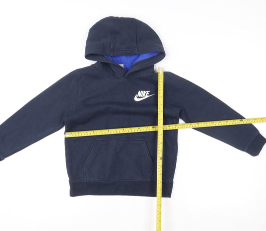 Nike Boys Navy Pullover Hoodie 6-7 Years Cotton Blend Logo Sweatshirt