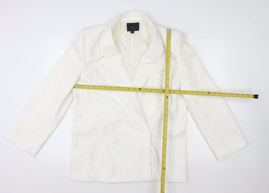 Zara Women White Single-Breasted Blazer Size 8 Slim Fit