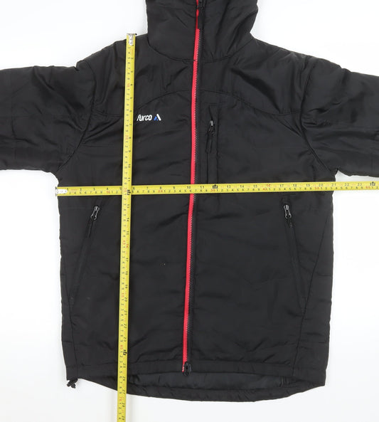 Furco Women's Black Hooded Puffer Jacket M Winter Warm Zip Coat