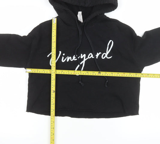Bella + Canvas Womens Black Vineyard Cropped Hoodie Size S