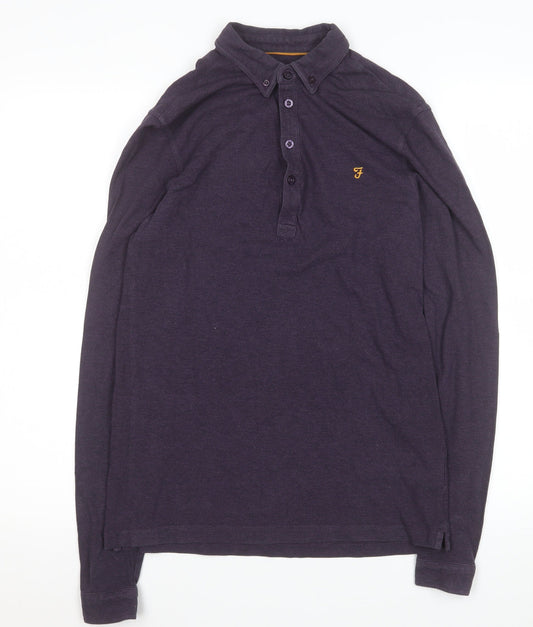 Farah Men’s Purple Long Sleeve Cotton Polo Shirt XS