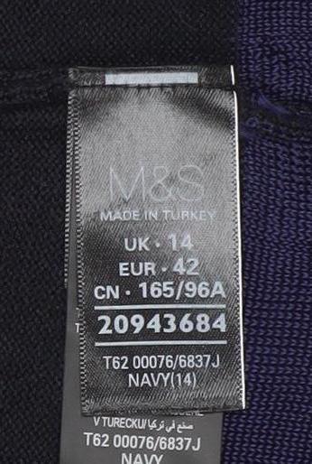 Marks and Spencer Per Una Women's Navy Knit Short Open Jacket Size 14