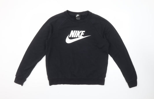 Womens UK M Regular Nike Black Pullover Sweatshirt