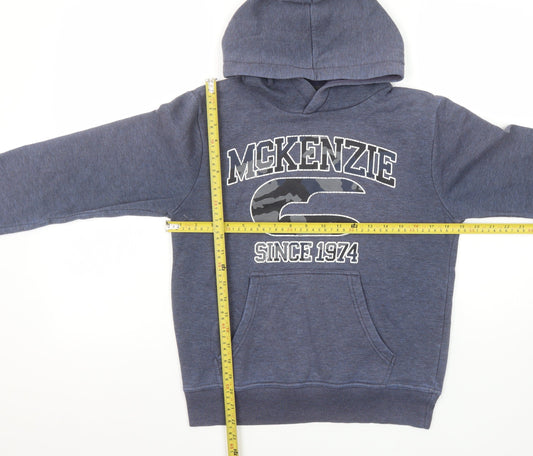 McKenzie Boys Blue Pullover Hoodie 12-13 Years Graphic Print Casual Wear