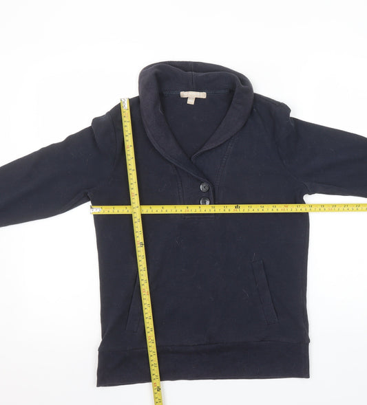 Banana Republic Women's Navy Henley Sweatshirt Size S Cotton Blend