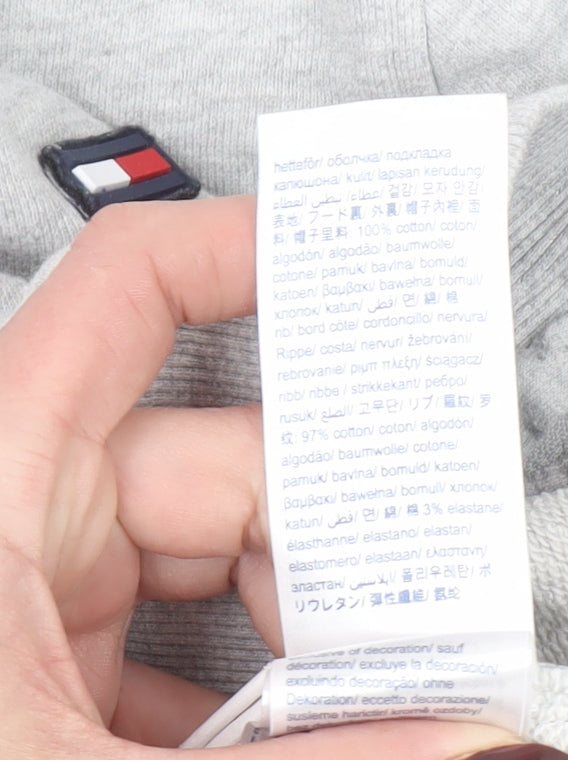 Additional view of Tommy Hilfiger boys’ grey full zip hoodie, size 140, cotton blend casual