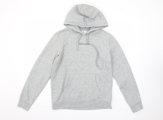 Champion Womens Grey Pullover Hoodie Size M Hooded Logo Sweatshirt