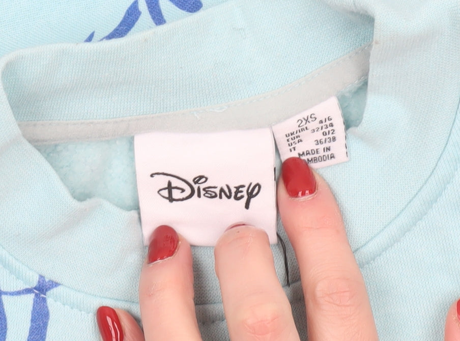 Disney Women’s Blue Stitch Sweatshirt 2XS Crew Neck Pullover
