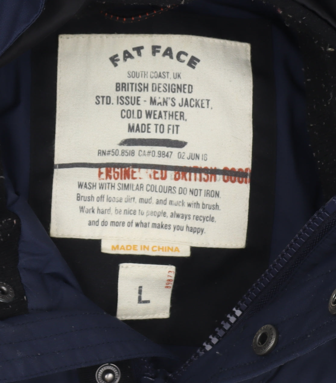Fat Face Men’s Blue Hooded Winter Parka Jacket Size L