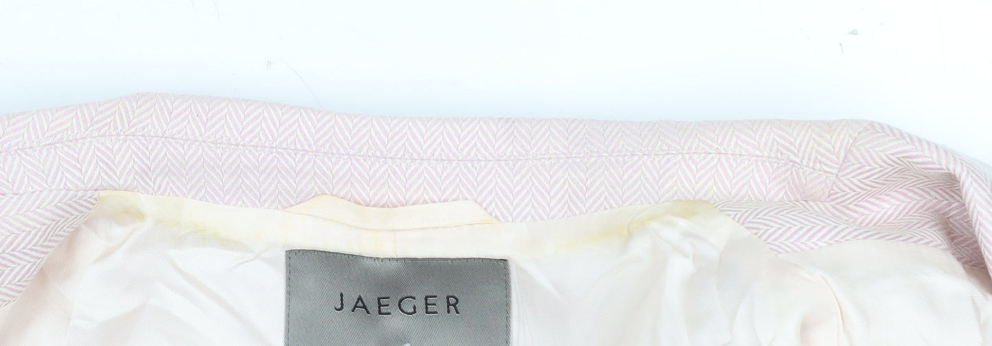 Jaeger Women Pink Wool Silk Blend Single-Breasted Blazer UK14