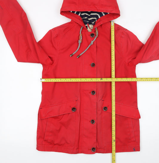 Womens UK Size 10 Regular Joules Red Cotton Blend Jacket