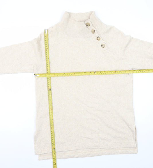 J.Crew Women Beige Button Henley Pullover Sweatshirt XS