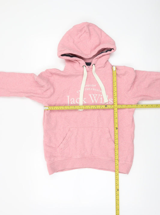 Jack Wills Women Pink Cotton Pullover Hoodie UK 10