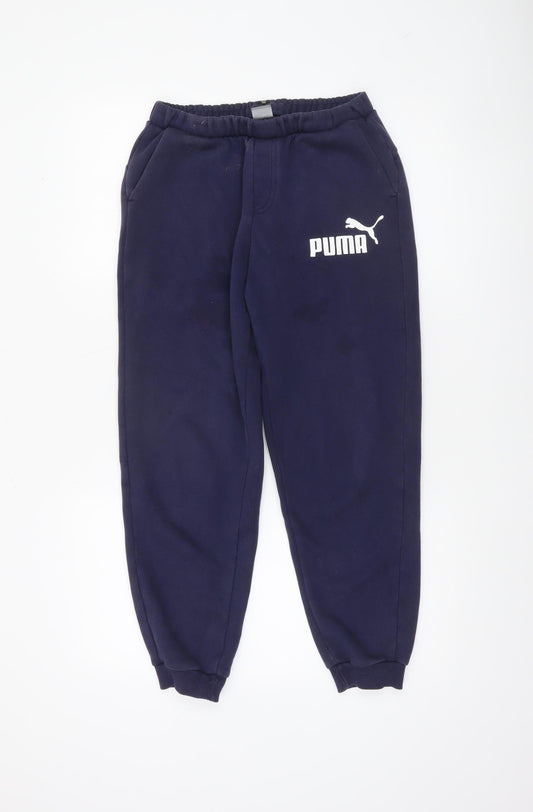 Puma Boys Blue Jogger Sweatpants 13-14 Years Cotton Blend Activewear