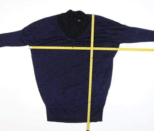 STAR by Julien Macdonald Women's Blue Beaded Tunic Top Size 18