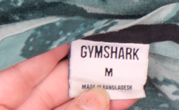 Gymshark Men's Green Camouflage Slim Fit Short Sleeve T-Shirt M