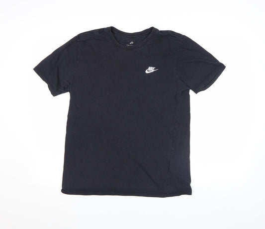 Nike Men's Black Cotton Regular Fit Logo T-Shirt Size M