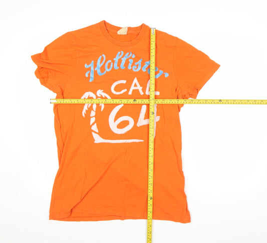 Hollister Men’s Orange Graphic Print Crew Neck Short Sleeve T-Shirt L