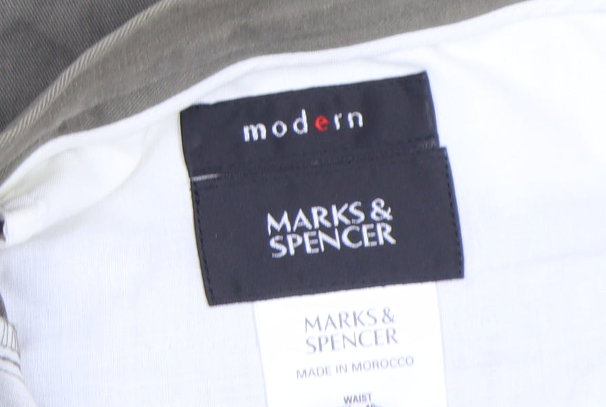 Marks and Spencer Men’s Green Modern Chino Trousers Size 32 Regular Fit