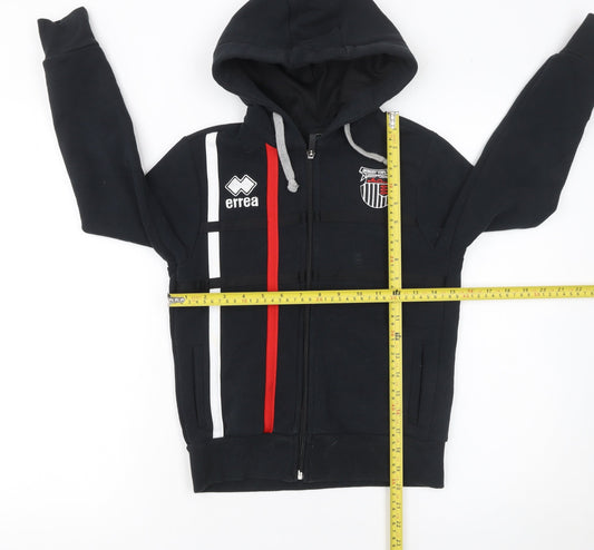 Errea Boys Black XS Full Zip Hoodie with Logo and Colourblock Design