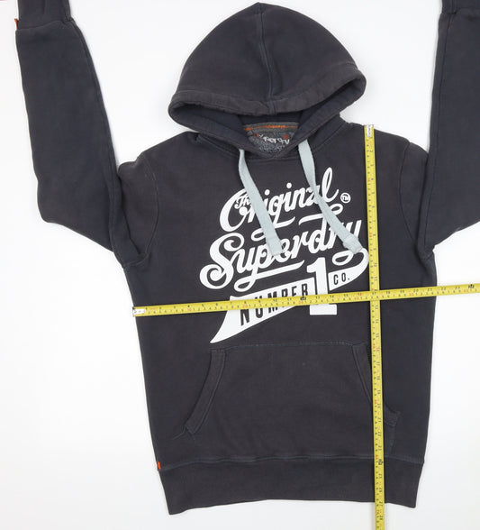 Mens UK M Regular Superdry Black Pullover Hoodie