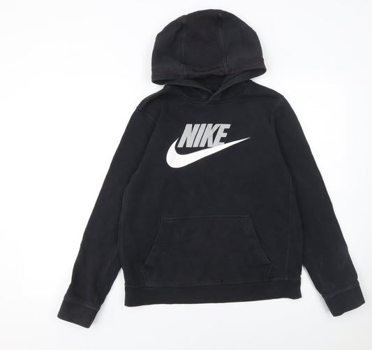 Nike Boys Black XL Pullover Hoodie with Logo and Kangaroo Pocket