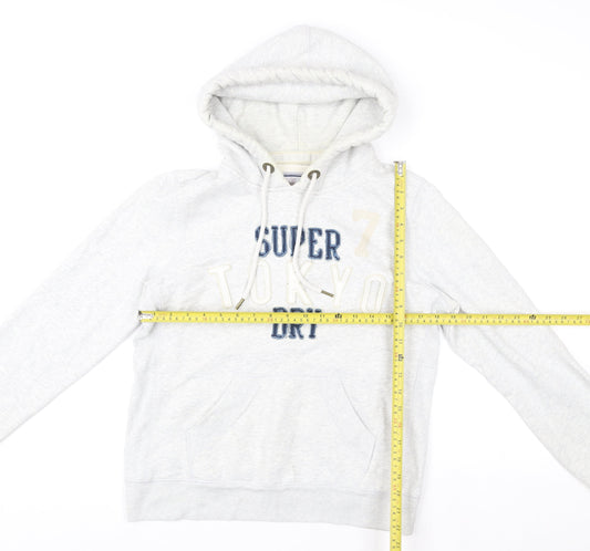 Superdry Women Grey Pullover Hoodie Size L Embroidered Tokyo 7 Design