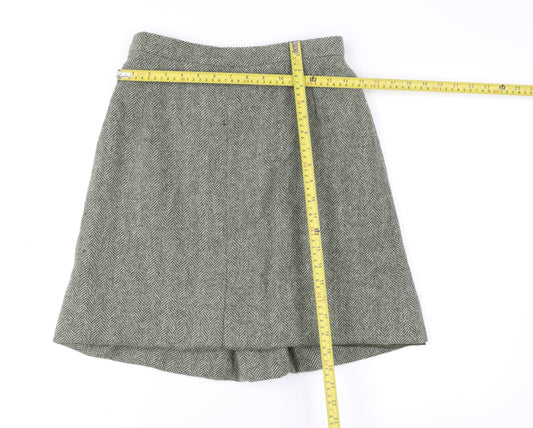 Dorene Womens Grey Wool Tweed A-Line Skirt Size 14