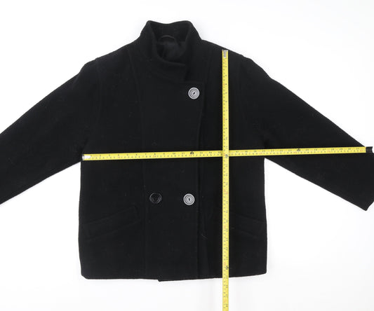 Marks and Spencer Women’s Black Wool Overcoat Size 10 Classic Style