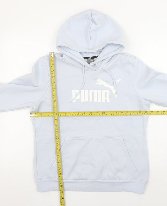 Puma Women Light Blue Pullover Hoodie Medium Hooded Sweatshirt Casual