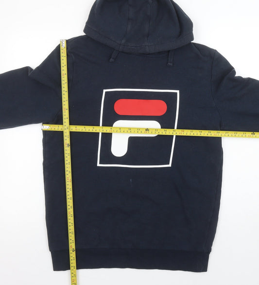 Mens UK L Regular FILA Blue Pullover Hoodie