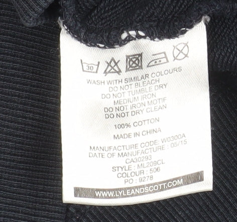 Mens UK L Regular Lyle & Scott Blue Pullover Hoodie