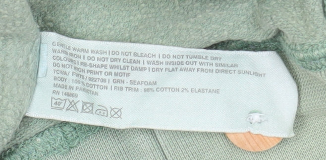 FatFace Women’s Seafoam Green Half Zip Hoodie Size 8 Cotton Blend