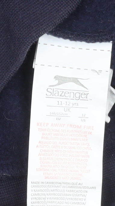 Additional view of Slazenger boys’ navy blue hooded zip-up fleece jacket 11-12 years
