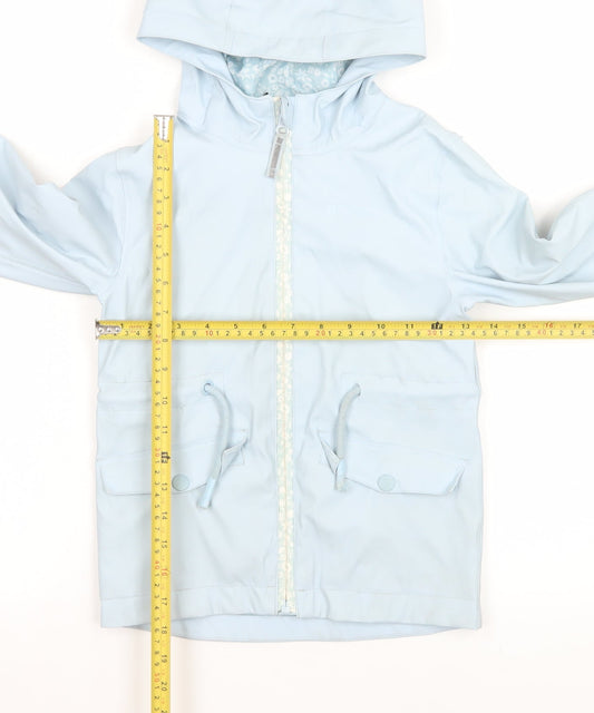 Mountain Warehouse Girls Blue Waterproof Hooded Rain Coat 5-6 Years