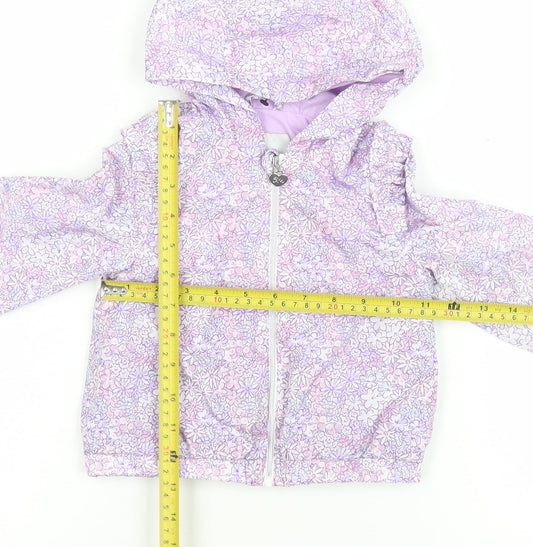 Original Marines Girls Purple Floral Hooded Puffer Jacket 12-18 Months