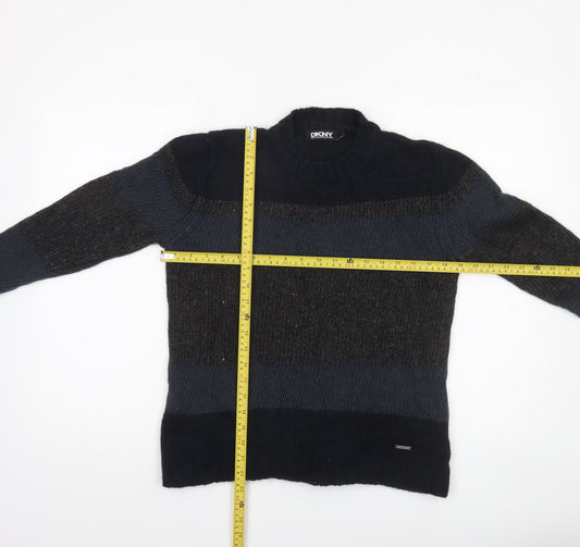 Womens UK L Regular DKNY Blue Pullover Chunky-Knit