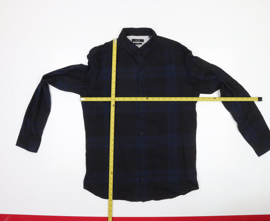 Jack & Jones Premium Men’s Blue Checked Slim Fit Long Sleeve Shirt L 42in