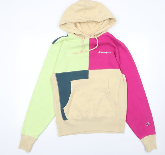 Champion Reverse Weave Women’s Beige Multi Colourblock Pullover Hoodie Small