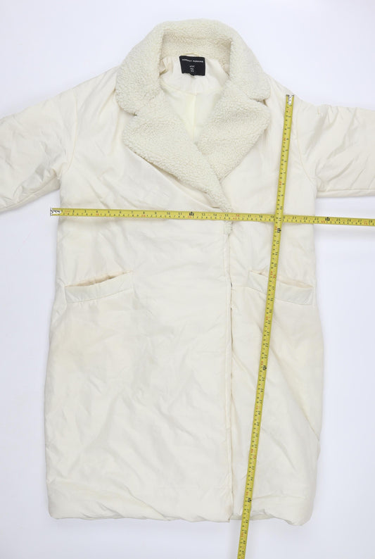 Dorothy Perkins Women's Ivory Long Lined Overcoat Size M