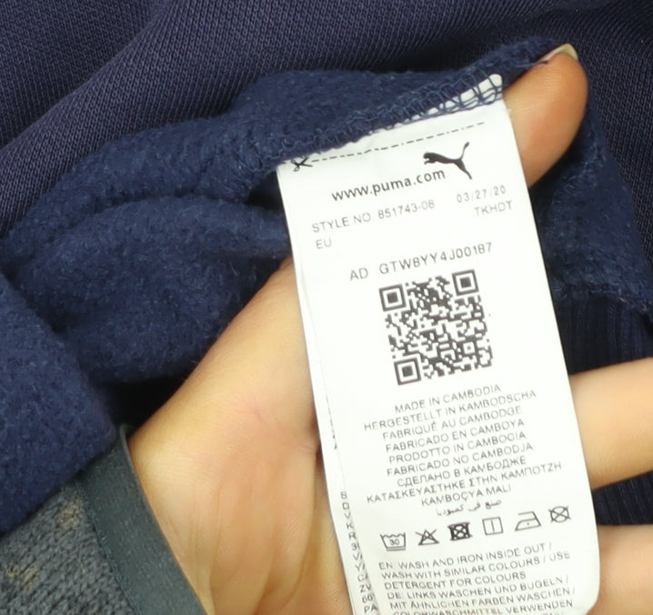 Puma Womens Navy Blue Pullover Hoodie Small Hooded Sweatshirt