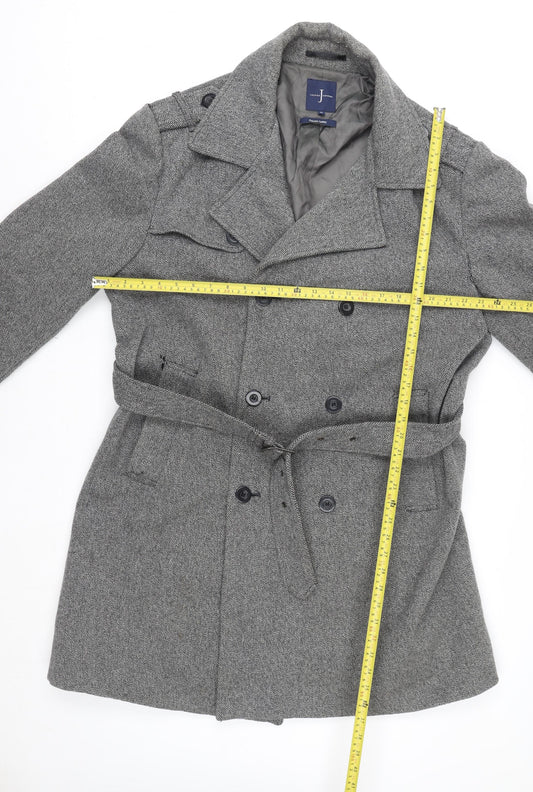 Jasper Conran Women's Grey Wool Blend Belted Pea Coat XL