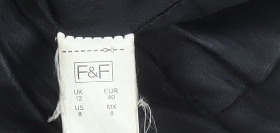 F&F Womens Black Faux Fur Hooded Puffer Jacket UK 12