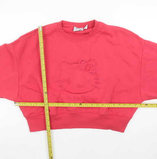 Hello Kitty Women Pink Cotton Blend Pullover Sweatshirt Size S 10/12