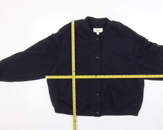 Marks and Spencer Women Dark Navy Quilted Button Sweatshirt Size 18